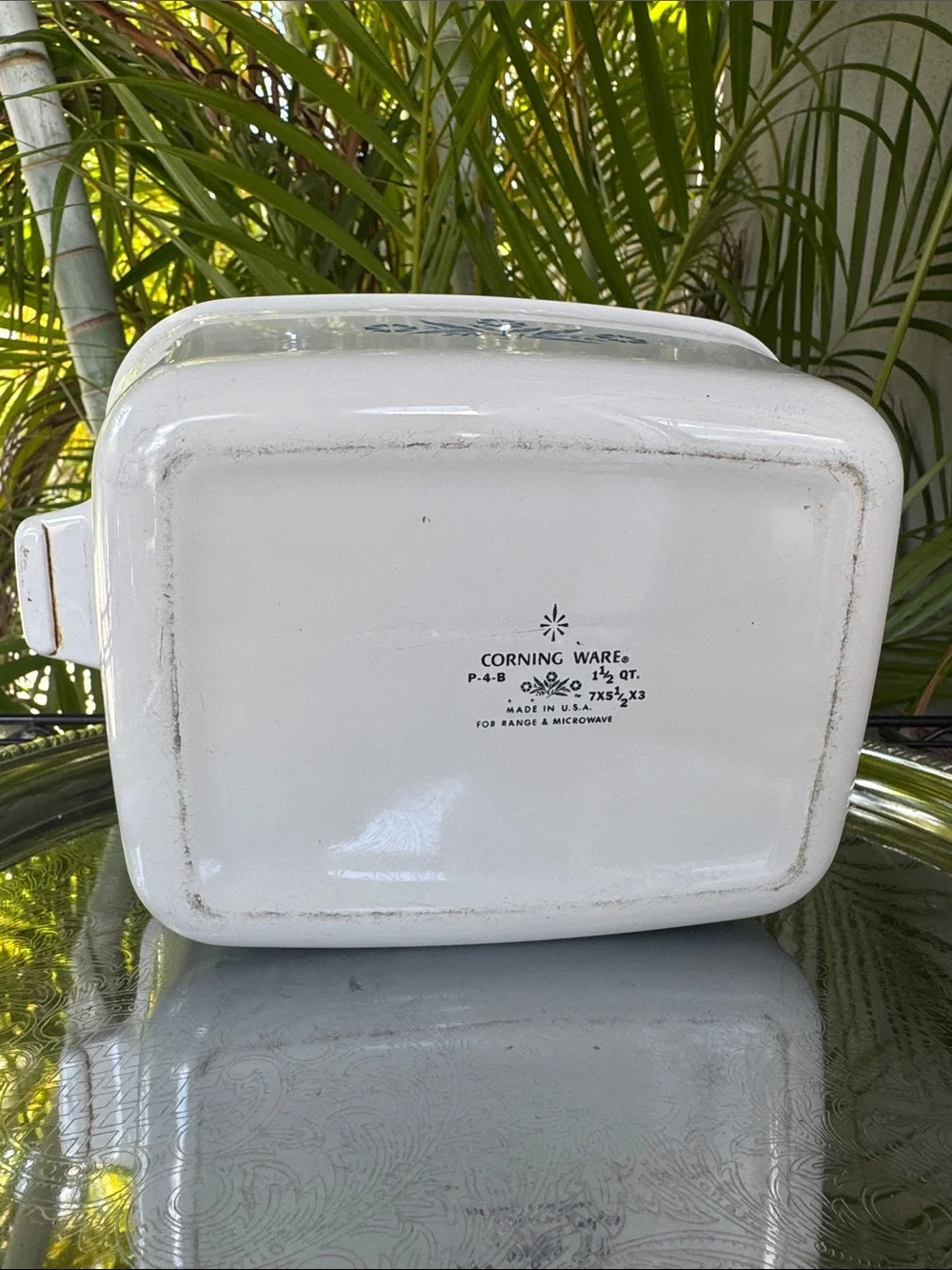 Corningware Blue Cornflower 1.5 QT White Casserole Dish with Glass Lid P-4-B